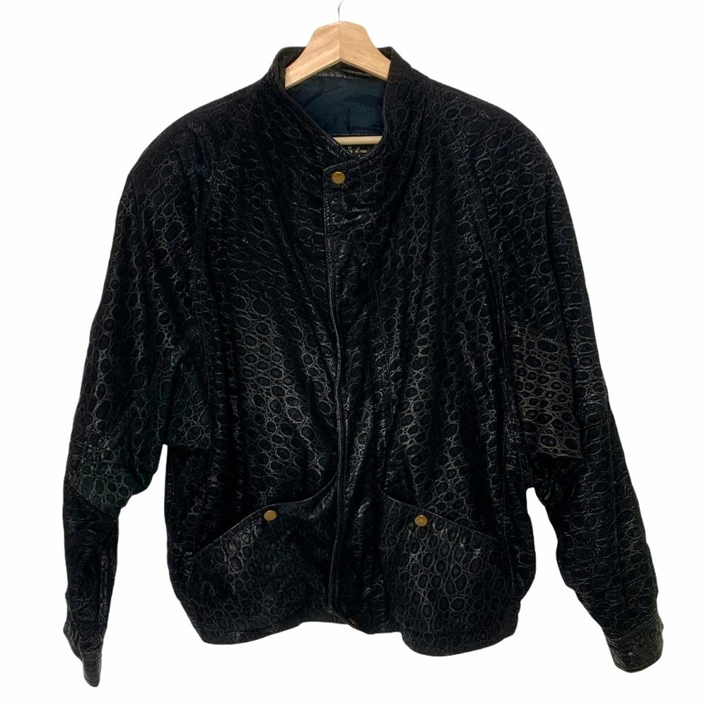 Vintage Leather Alligator Print Heavy Jacket